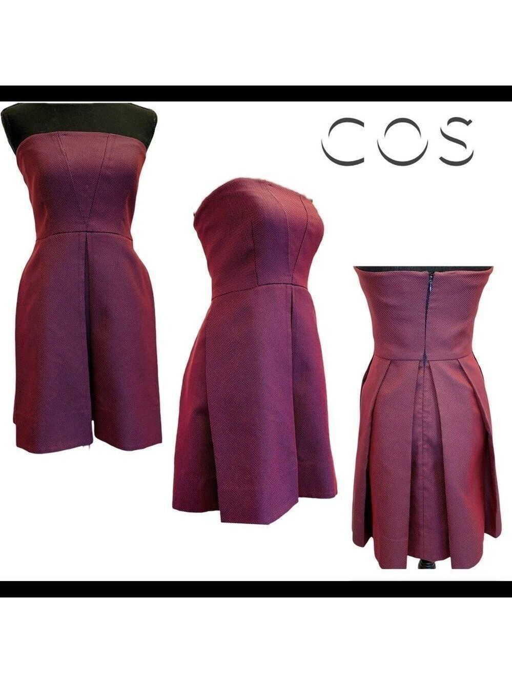 NWOT COS plum maroon strapless dress size 4